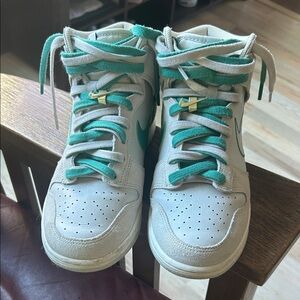 Nike High-Top Sneakers with Teal and White